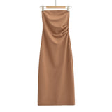 prom dresses Sweet Hot Girl Wrapped Chest off-Shoulder Dress Women's Summer New Pure Sexy Tight Split Sheath Dress