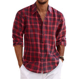 fall outfits men New Men's Plaid Shirt American Casual Loose plus Size Trendy Fashion Casual Long Sleeve Shirt Men