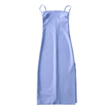 telenovela dress to impress INS Style French Style Flat Strap Dress Women's Summer New off-the-Shoulder Sexy Split Dress Long Skirt