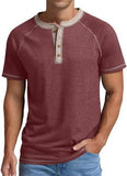 Men's Autumn and Winter plus Size Men's Long-Sleeved T-shirt Men's Henry Shirt Four-Button Top