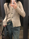 Nukty Fashion Standing Neck Sweater Top New Zipper Slim Fit Sweater Top Women's Solid Button Top