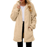 Winter New Loose Plush Women's Long-Sleeved Hooded Zipper Cardigan Jacket