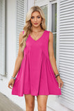 Nukty 2024 Women's Clothing Spring and Summer New V-neck Sleeveless Pleated Vest Pocket Dress