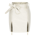 Skirt Autumn and Winter Sexy Lace-up Leather Skirt Zipper Lace-up Sheath Skirt