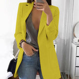 2000s fashion New Spring and Autumn Women's Long Sleeve Solid Color Pocket Cardigan Small Suit Jacket