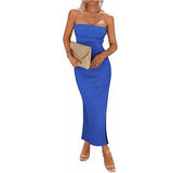 Nukty 2024 Women's Clothing Spring and Summer Side Slit Tube Top Tight Pit Dress