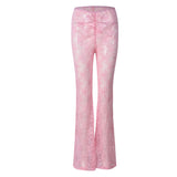 dti cosplay fits 9934 Women's Summer New Sexy Slim-Fit Lace Mesh Transparent Outer Wear Skinny Trousers