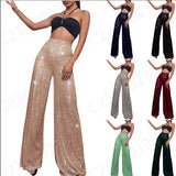 Women's High Waist Fashion Casual Pants EBay Sequins Loose Draping Wide Leg Pants Summer Women's