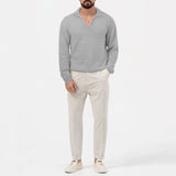 Lapel V-neck Men's Fashion Slim-Fit Long-Sleeved Waffle T-shirt Autumn Bottoming Men's Clothing