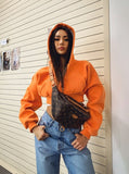 Nukty Autumn Baseball Fall Fashion Jackets For Women Zip Up Orange Crop Top Jackets Coats Streetwear Varsity Bomber Jacket