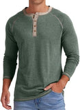 Men's Autumn and Winter plus Size Men's Long-Sleeved T-shirt Men's Henry Shirt Four-Button Top