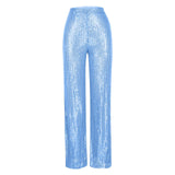 Women's High Waist Fashion Casual Pants EBay Sequins Loose Draping Wide Leg Pants Summer Women's
