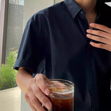 man outfit Short-Sleeved Shirt Men's Summer Ins Fashion Brand Solid Color Design High-Grade Casual Loose Shirt All-Matching Coat