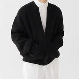 streetwear men outfits Solid Color round Neck Knitted Cardigan Coat Men's 2024 Autumn and Winter Fashion Youth Trendy All-Match Casual plus Size Top