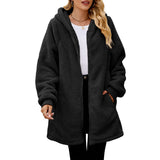 Winter New Loose Plush Women's Long-Sleeved Hooded Zipper Cardigan Jacket