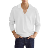 Lapel V-neck Men's Casual Fit Long Sleeve Waffle T-shirt Autumn Bottoming Men's Clothing