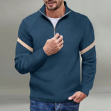 Stand Collar Zipper Sweater Men's Fried Street Stand Collar Top Characteristic Sleeve Striped Design Sweater