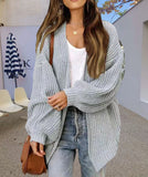 fall fashion Women's 2024 New Fashion Lantern Sleeve Sweater Women's Coat Thick Wool Pocket Knitted Cardigan