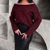 fall inspo outfits Autumn and Winter Long Sleeve Top Elegant Socialite Loose Bell Sleeve Sweater Women's Clothing