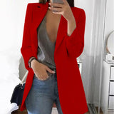 2000s fashion New Spring and Autumn Women's Long Sleeve Solid Color Pocket Cardigan Small Suit Jacket