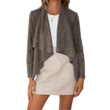 Autumn New Temu Women's Solid Color Suede Jacket