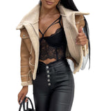 Autumn and Winter Coat Lamb Wool Short Coat Zipper Machine Car Style Jacket Top Female