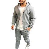 Autumn and Winter Sports Men's Solid Color Fashion Casual Suit Hooded Cardigan Jacket Solid Color