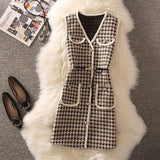barn jacket outfits Vest Women's Clothing Autumn and Winter New Chanel Style Vest Internet Celebrity Fashion Age-Reducing Bottoming Shirt Two-Piece Suit for Women