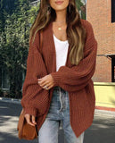 fall fashion Women's 2024 New Fashion Lantern Sleeve Sweater Women's Coat Thick Wool Pocket Knitted Cardigan