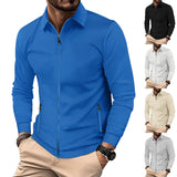 Waffle Lapel Long Sleeve Zipper Men's Jacket High Street Casual Men's Autumn Jacket