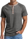 Men's Autumn and Winter plus Size Men's Long-Sleeved T-shirt Men's Henry Shirt Four-Button Top