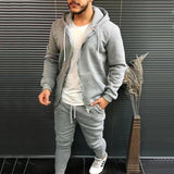 Autumn and Winter Sports Men's Solid Color Fashion Casual Suit Hooded Cardigan Jacket Solid Color