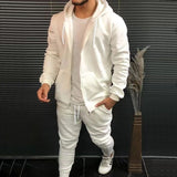 Autumn and Winter Sports Men's Solid Color Fashion Casual Suit Hooded Cardigan Jacket Solid Color