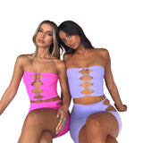 discover style ideas Women's Solid Color Chest Hollow Sexy Hot Girl Suit