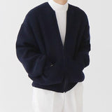 streetwear men outfits Solid Color round Neck Knitted Cardigan Coat Men's 2024 Autumn and Winter Fashion Youth Trendy All-Match Casual plus Size Top