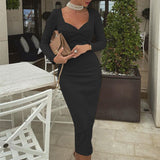outfit inspo Autumn New Beautiful Women's Clothing Solid Color Sexy Arm Mid-Length Dress