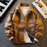 men’s outfits Men's Vintage American Retro Brown Leather Jacket Spring and Autumn Men's Workwear Jacket