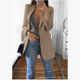 2000s fashion New Spring and Autumn Women's Long Sleeve Solid Color Pocket Cardigan Small Suit Jacket