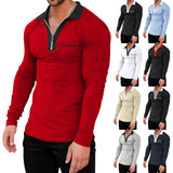 Men's plus Size Half Zipper Long-Sleeved T-shirt Men's Autumn and Winter Quick-Drying Polo Shirt