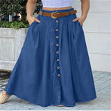 skirt outfits New Autumn Women's Long Skirt Button High Waist Solid Color Pocket Casual Women's Skirt