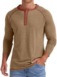 Men's Autumn and Winter plus Size Men's Long-Sleeved T-shirt Men's Henry Shirt Four-Button Top