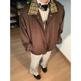 men fall outfits Goodnorth Japanese Retro Vintage Plaid Workwear Jacket Men's and Women's Loose Casual Top Jacket