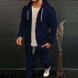 Autumn and Winter Sports Men's Solid Color Fashion Casual Suit Hooded Cardigan Jacket Solid Color