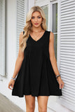 Nukty 2024 Women's Clothing Spring and Summer New V-neck Sleeveless Pleated Vest Pocket Dress