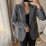 2000s fashion Fall Retro Hong Kong Style Net Red Small Suit Female Gray Versatile Temperament Casual Jacket Suit Female