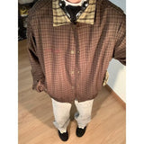 men fall outfits Goodnorth Japanese Retro Vintage Plaid Workwear Jacket Men's and Women's Loose Casual Top Jacket