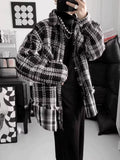 Nukty FALL OUTFITS MEN American Fake Two-Piece Classic Style Patchwork Gingham Jacket Men's Trendy Ins Stylish Niche Style Casual Handsome Outwear