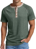 Men's Autumn and Winter plus Size Men's Long-Sleeved T-shirt Men's Henry Shirt Four-Button Top