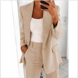 Nukty New Women Autumn Blazer Jacket Fashion Basic Blazer Casual Solid Button Long Sleeve Work Suit Coat Office Lady Elegant Blazers