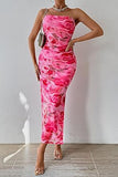 Nukty 2024 Women's Clothing Spring and Summer New Tube Top and Hem Slit Sleeveless Printed Dress